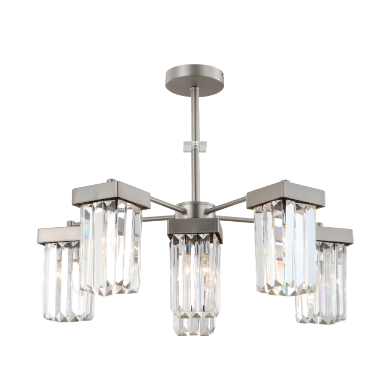 6-Light Nickel Modern K9 Crystal Ceiling Chandelier