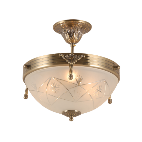 Vintage Die-Cast Glass Copper Chandelier