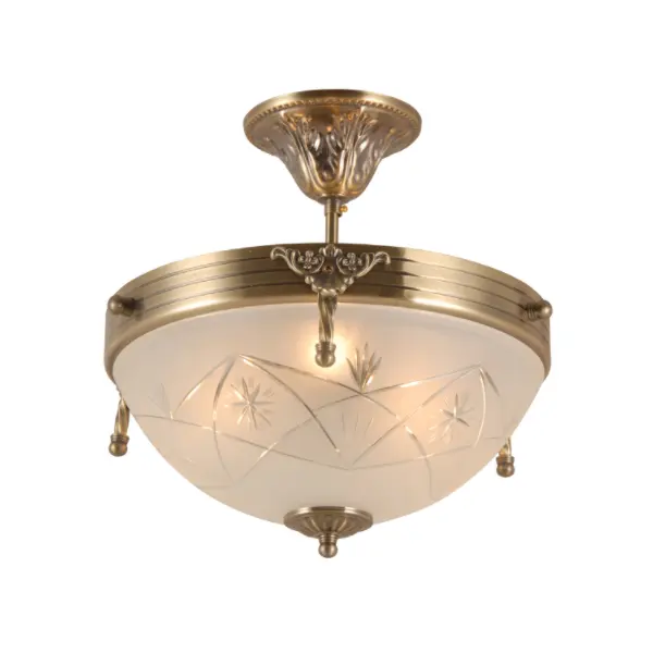 Vintage Die-Cast Glass Copper Chandelier